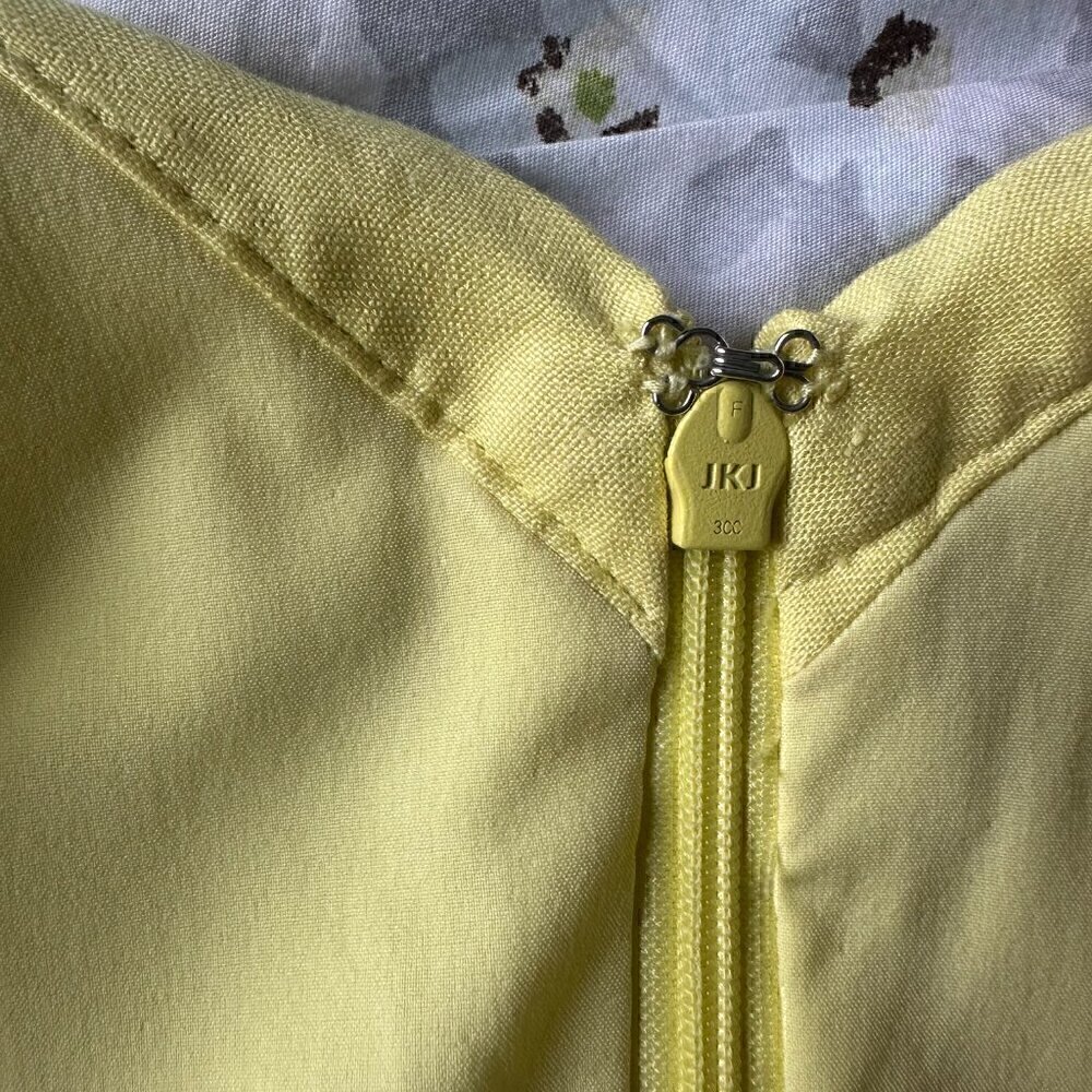 EUC Gianni Bini Square Neck Ruffled Linen Blend Crop Jumper in Yellow - Size 10 - Picture 8 of 11